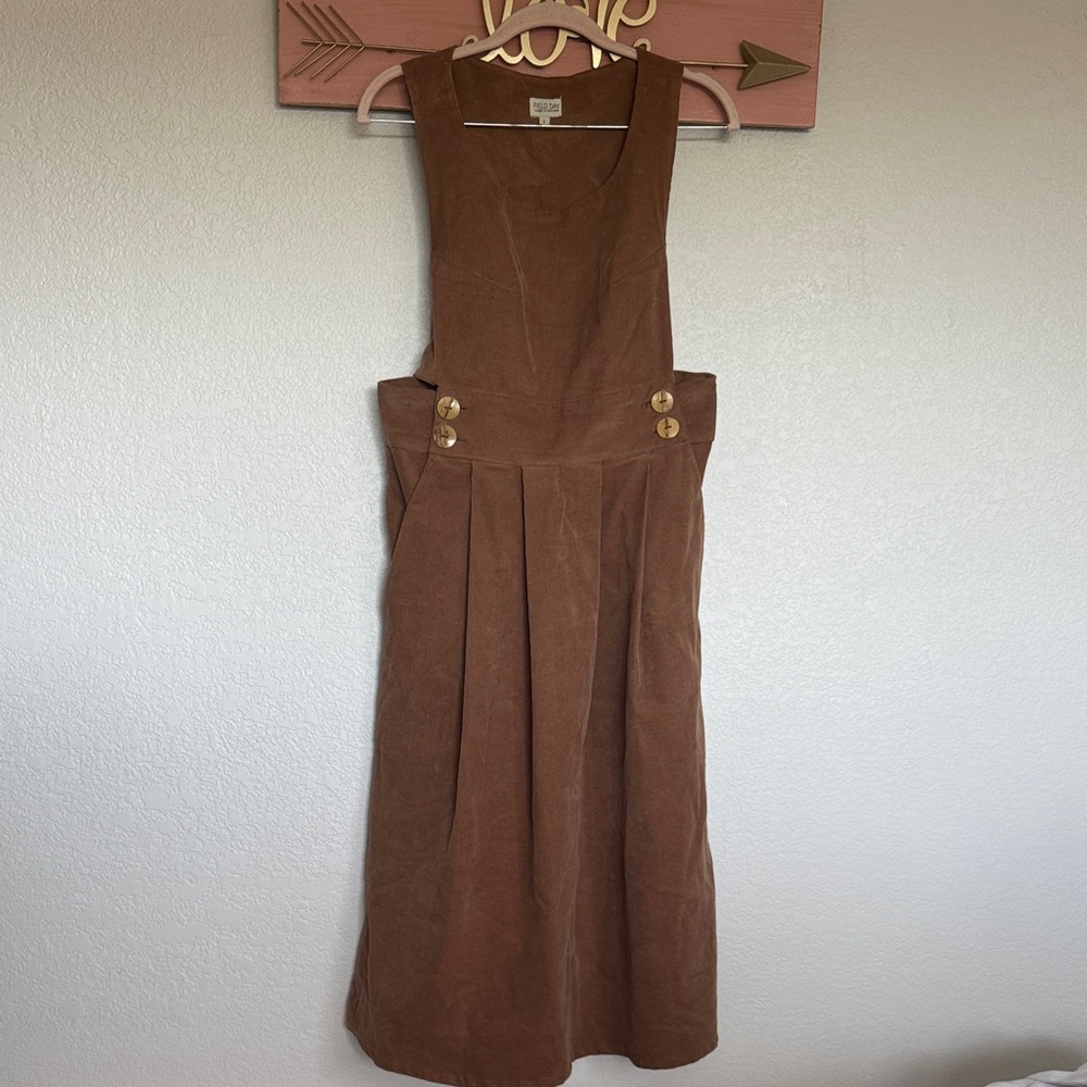 Brown Corduroy Pinafore Dress Small-Medium